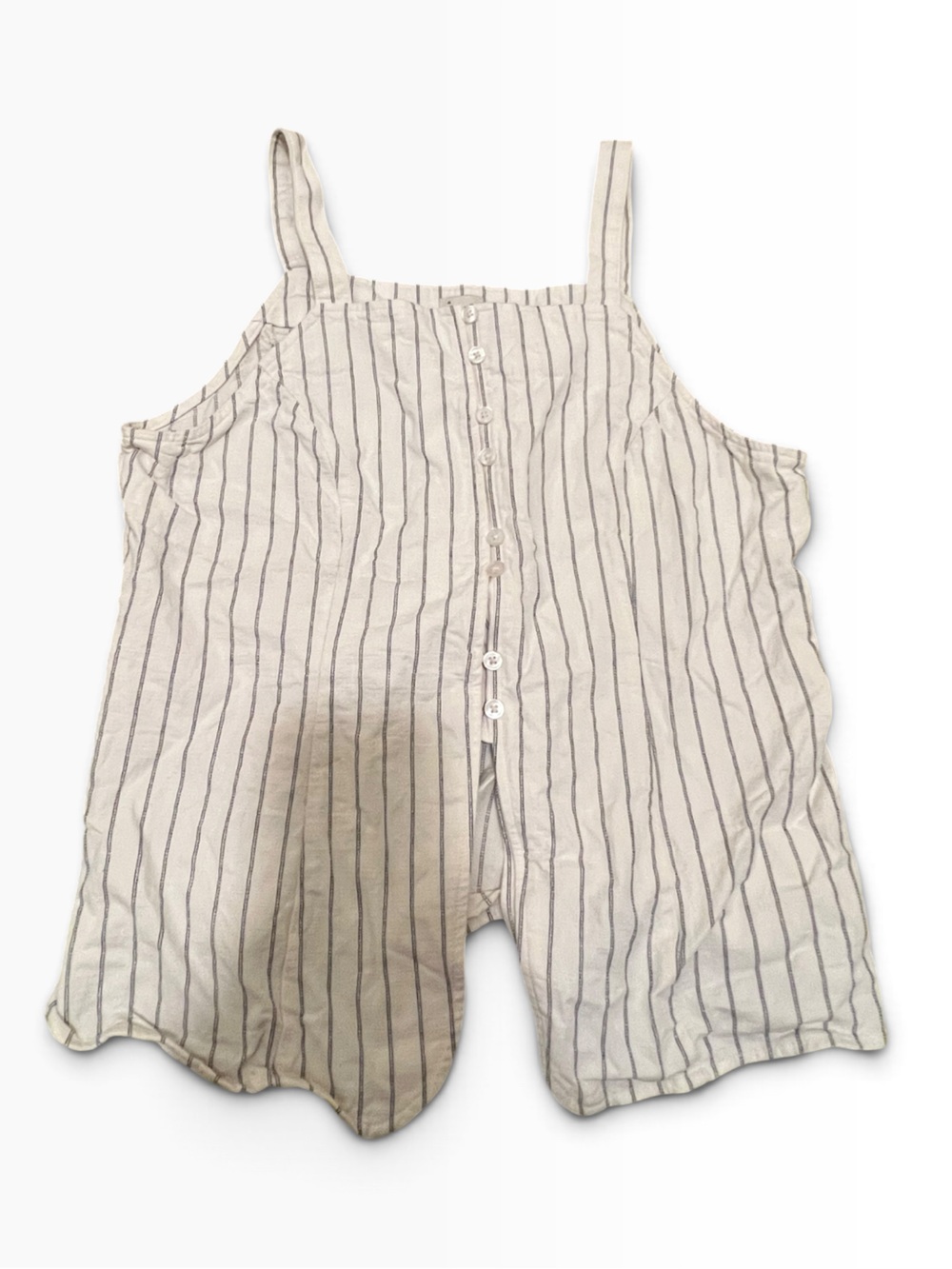 a new day Cream and Black Striped Cami Romper